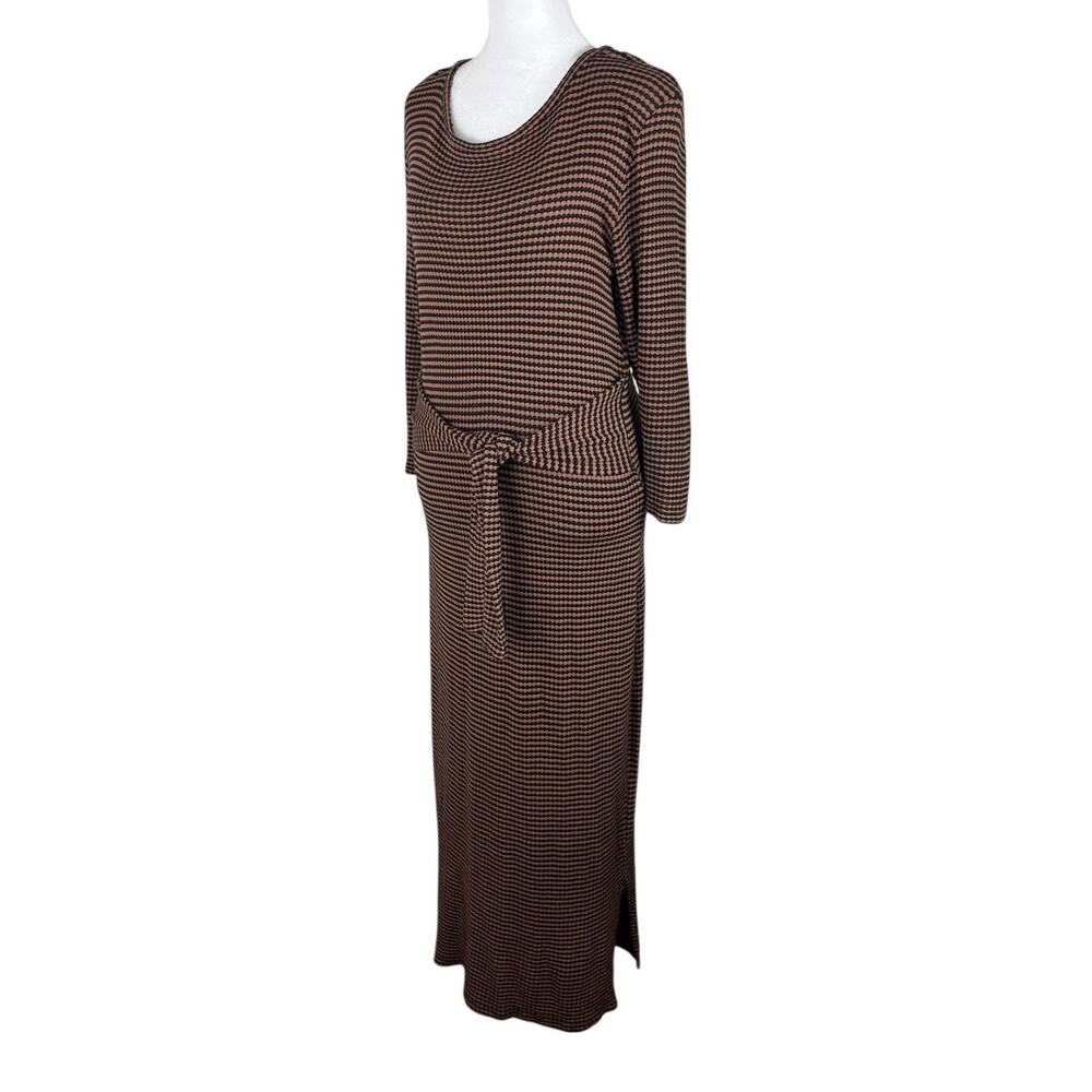 Amour Vert Colombe Scallop Stripe Ribbed Knit Midi Dress Minimalist Size Small - Picture 5 of 7